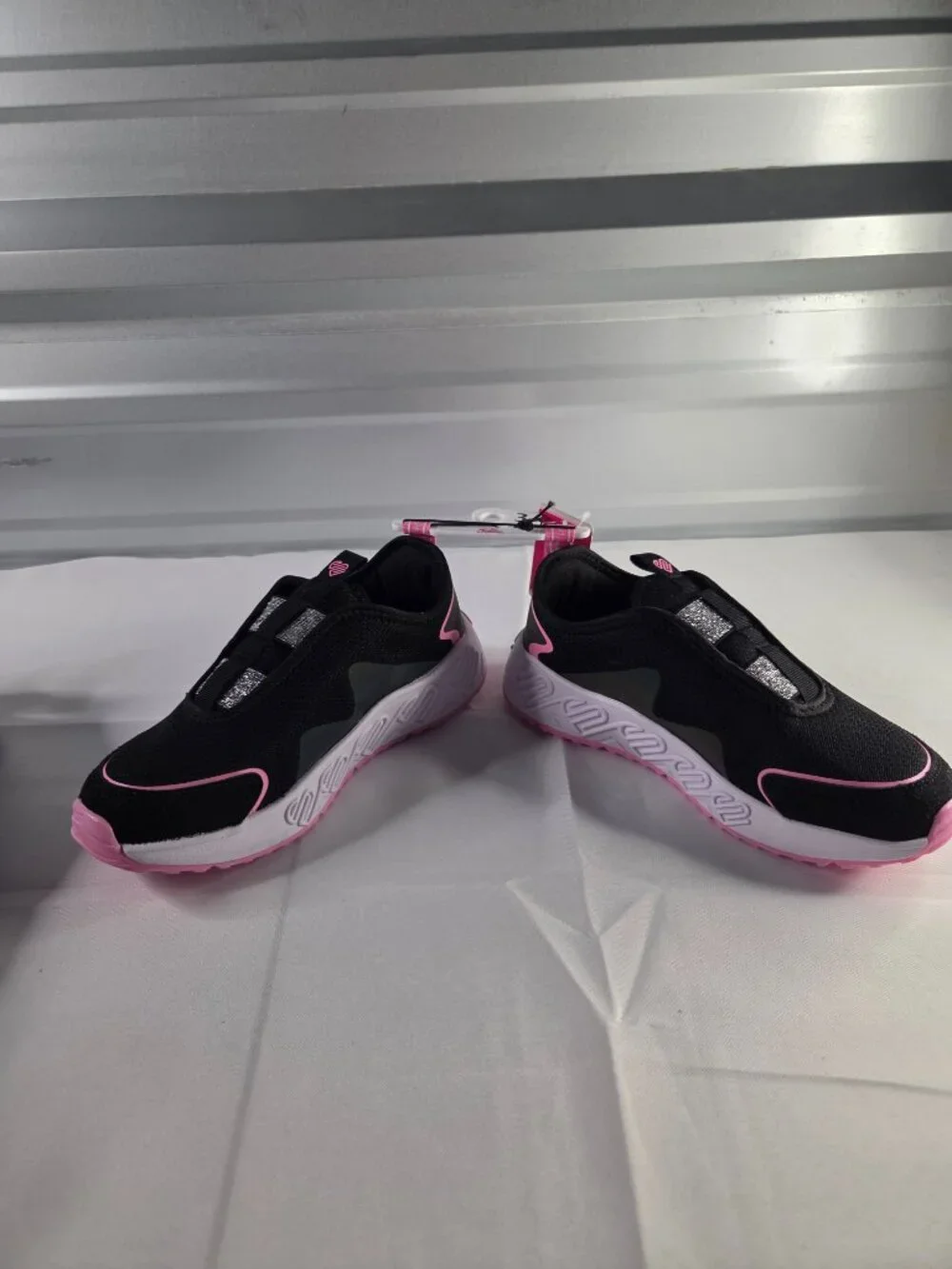 Justice Girls Slip On Athletic Sneakers Size 3 Pink/Black Slip On Athletic Shoes